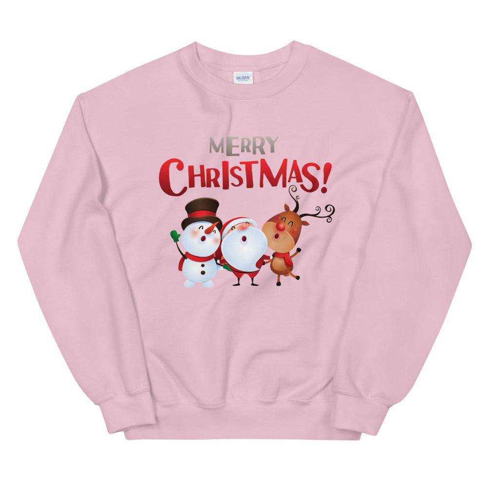 Santa, Snowman & Reindeer Crew Neck Sweatshirt Women