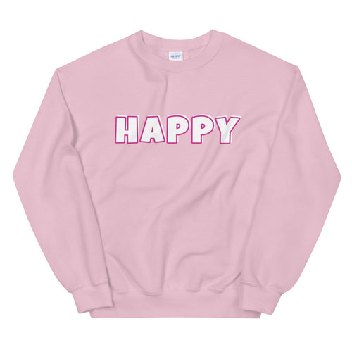 Happy Sweatshirt | One Word Happy Crew Neck For Women