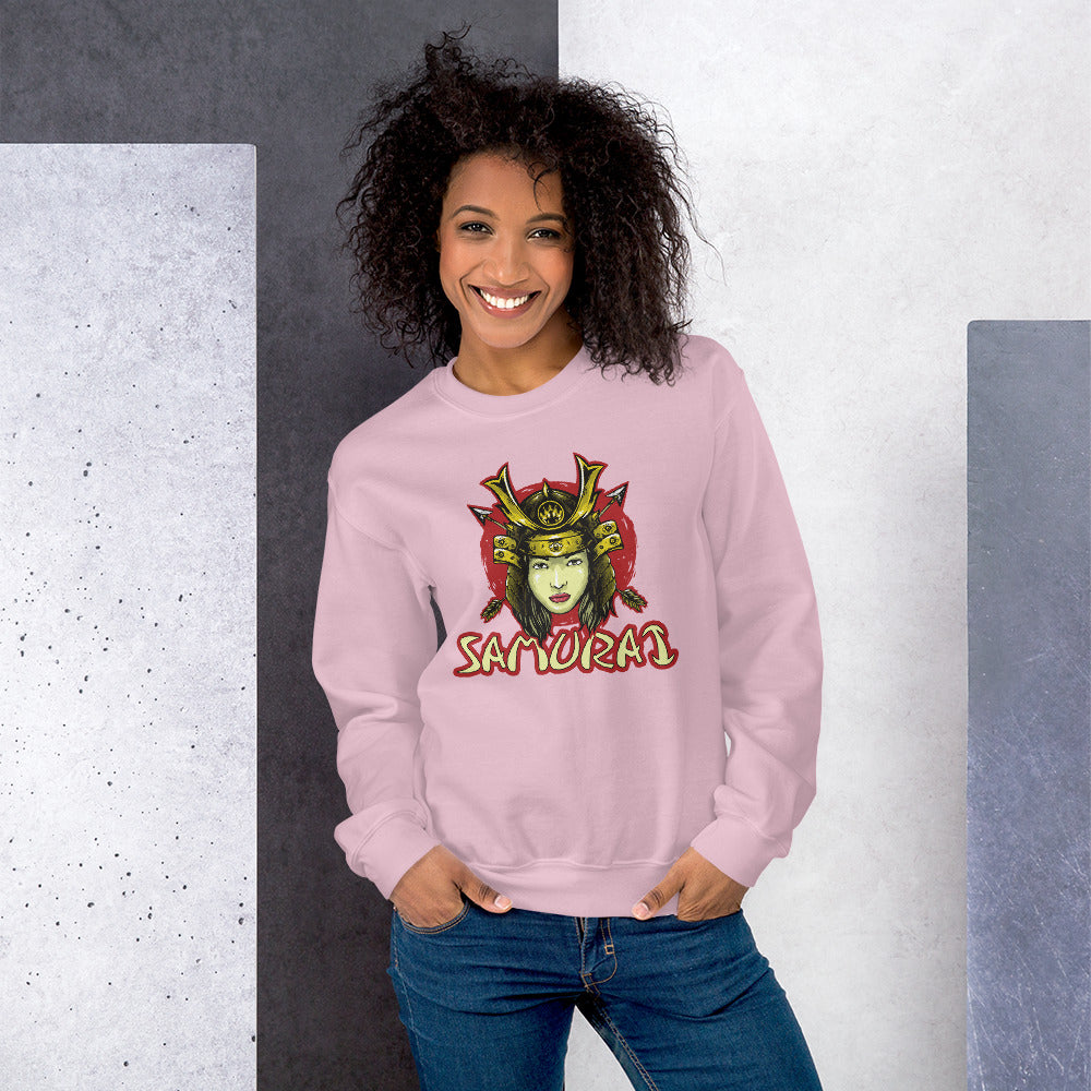 Female Japanese Samurai Graphic Crewneck Sweatshirt for Women