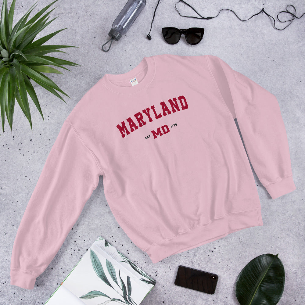 Maryland Sweatshirt | MD State Pullover Crewneck for Women