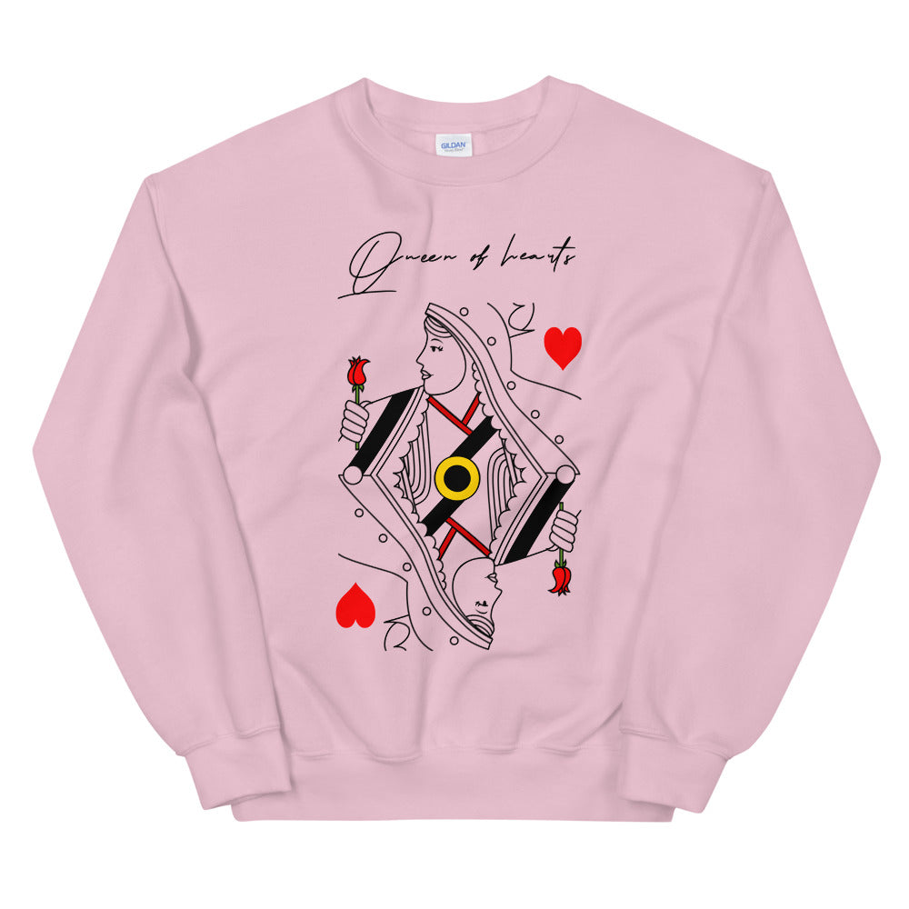 Queen of Hearts Pullover Crewneck Sweatshirt for Women