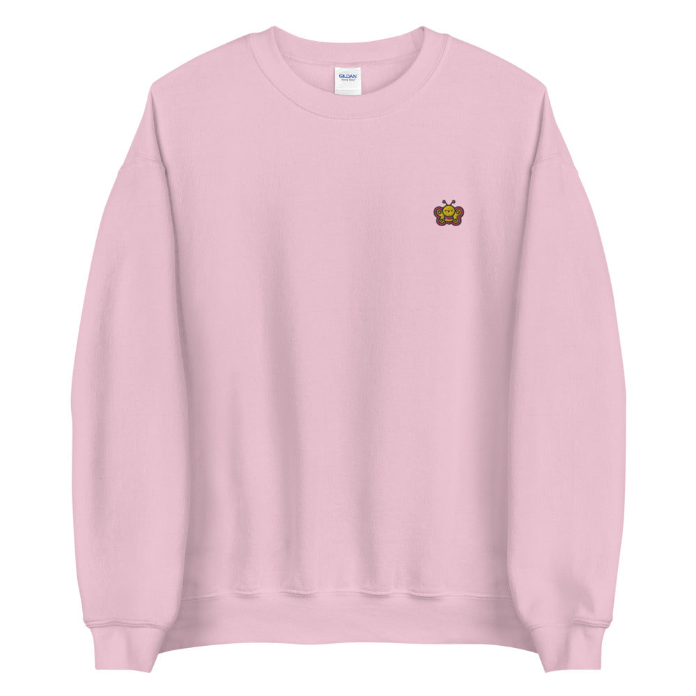 Butterfly Sweatshirt Embroidered Cute Little Butterfly Pullover Crewneck