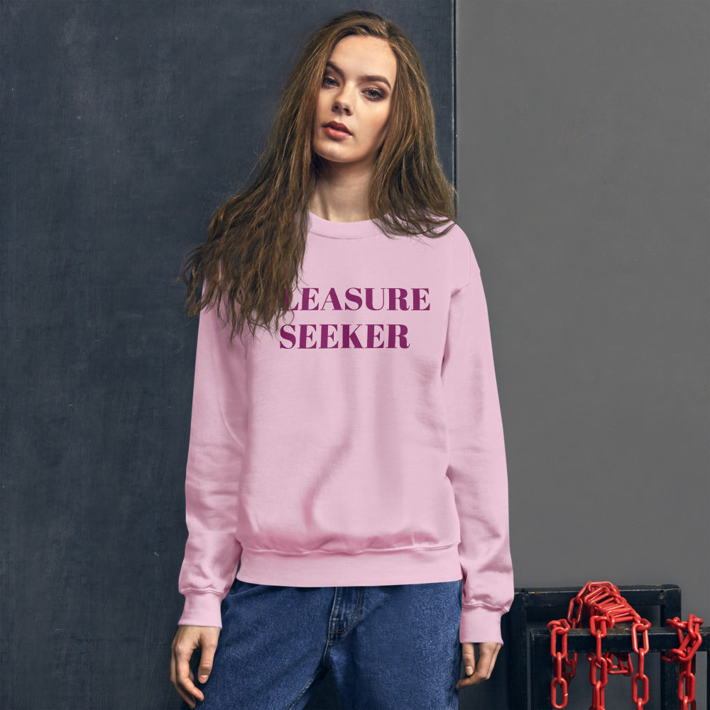 Pink Pleasure Seeker Pullover Crew Neck Sweatshirt for Women