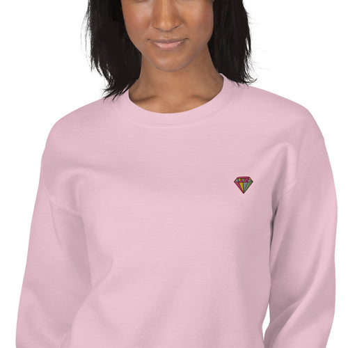 Diamond Embroidered Pullover Crewneck Sweatshirt