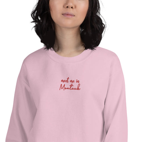 Meet Me in Montauk Embroidered Pullover Crewneck Sweatshirt