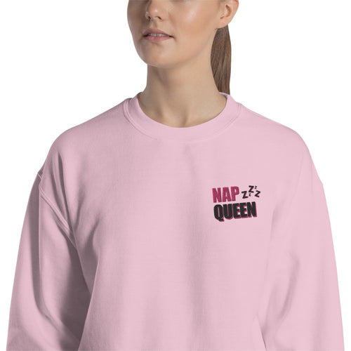 Funny Nap Queen Embroidered Pullover Crewneck Sweatshirt