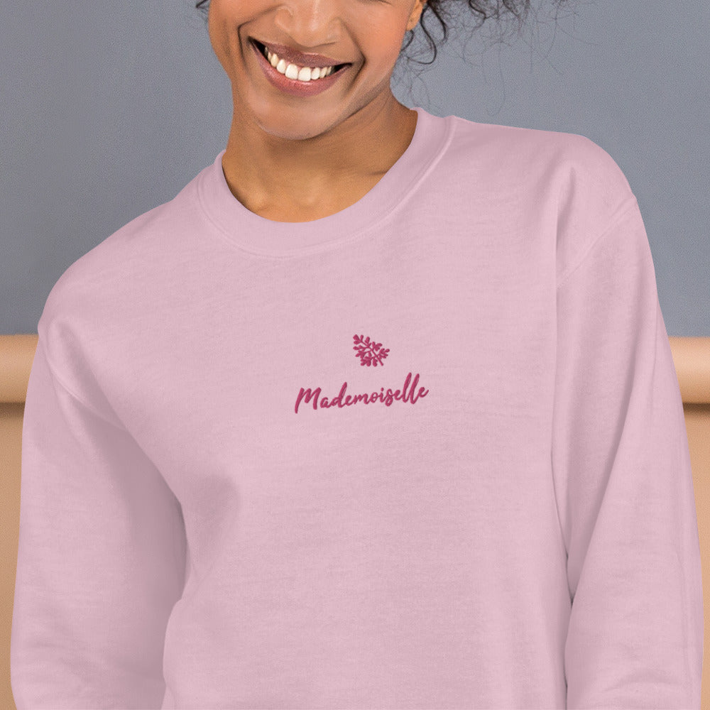 Mademoiselle Sweatshirt Cute Embroidered Pullover Crewneck