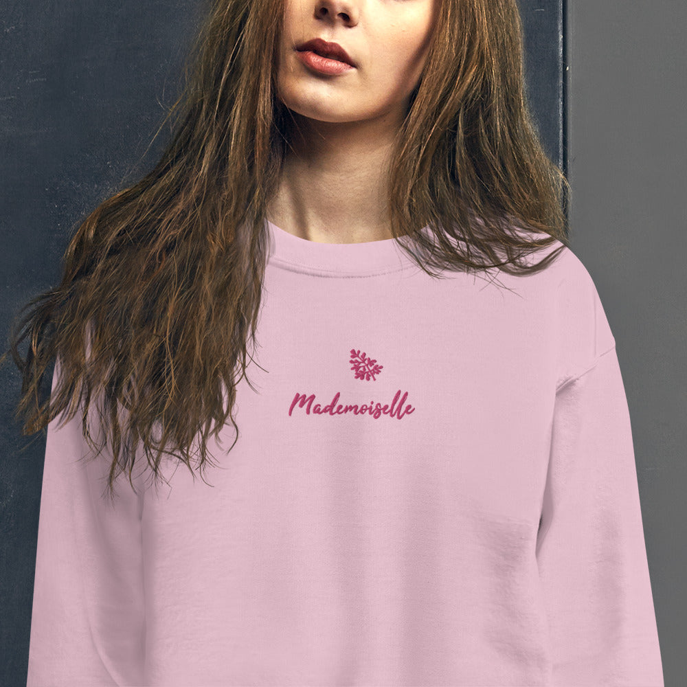Mademoiselle Sweatshirt Cute Embroidered Pullover Crewneck