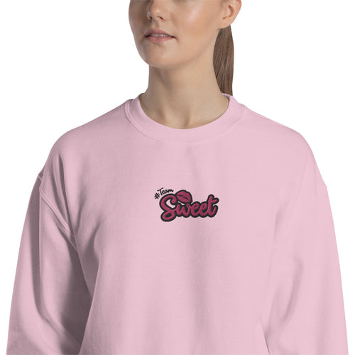 Team Sweet Sweatshirt Embroidered Pullover Crewneck for Women