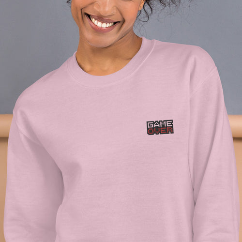 Game Over Sweatshirt Embroidered Gaming Pullover Crewneck