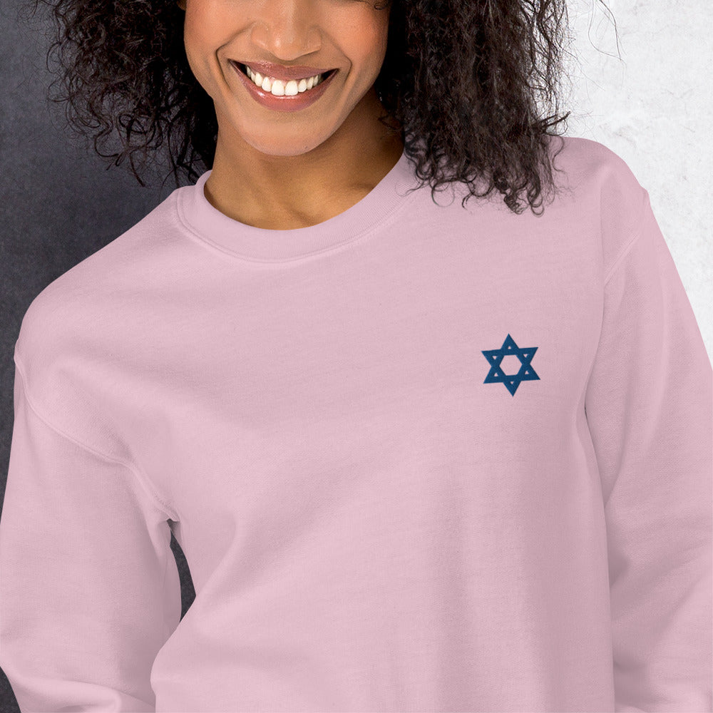 Jewish Star Sweatshirt Embroidered Star of David Pullover Crewneck