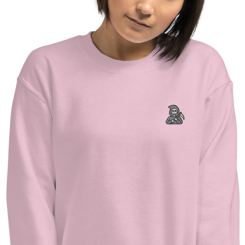 Death Sweatshirt Embroidered Cute Death Pullover Crewneck