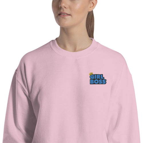 Crowned Girl Boss Sweatshirt Embroidered Boss Girl Pullover Crewneck