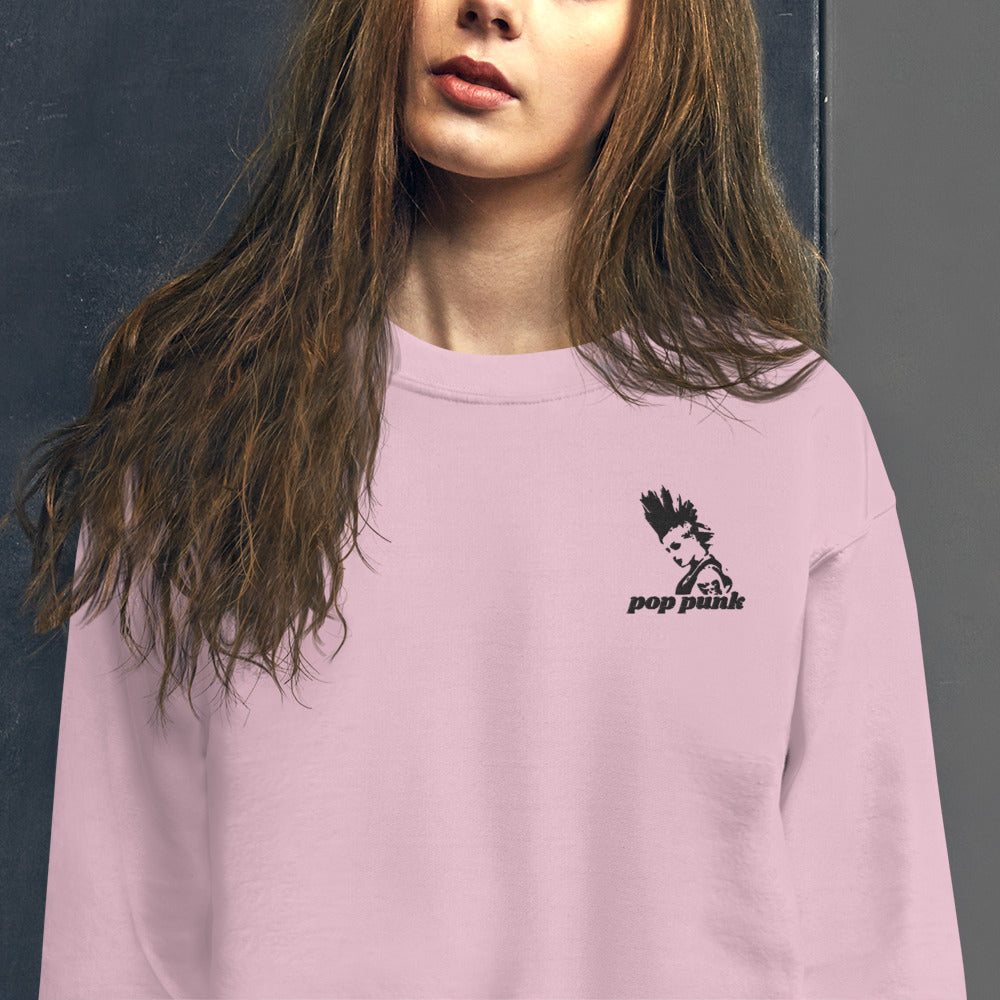 Pop Punk Girl Sweatshirt Embroidered Punk Girl Pullover Crewneck