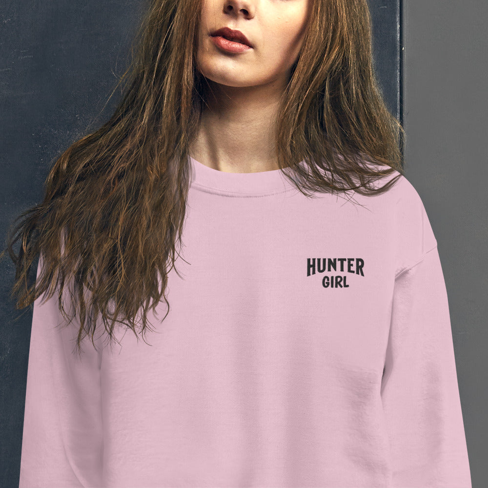 Hunter Girl Sweatshirt Embroidered Girl Hunter Pullover Crewneck
