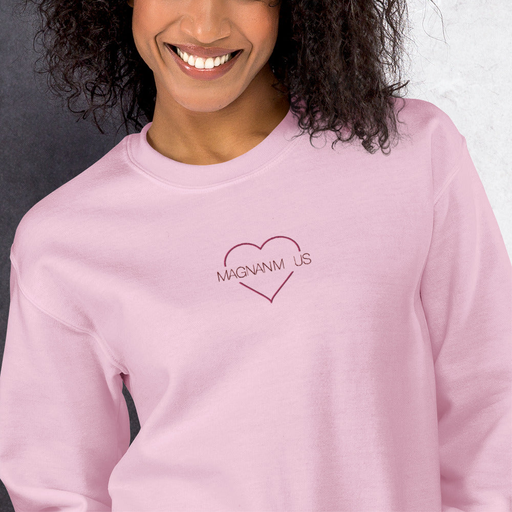 Magnanimous Sweatshirt | Embroidered Heart Magnanimous Pullover Crewneck