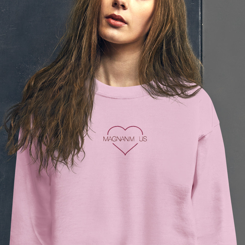 Magnanimous Sweatshirt | Embroidered Heart Magnanimous Pullover Crewneck