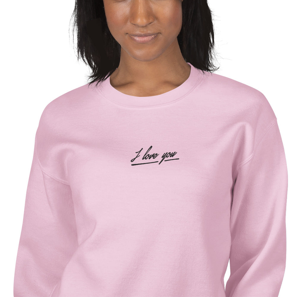 I Love You Pullover Crewneck Embroidered Sweatshirt for Valentine Day