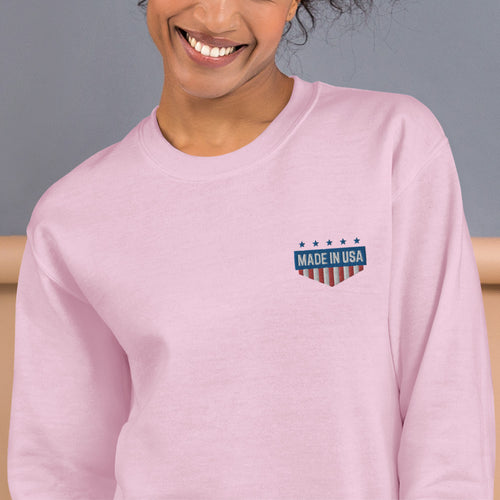 Made in USA Sweatshirt | Embroidered USA Pullover Crewneck