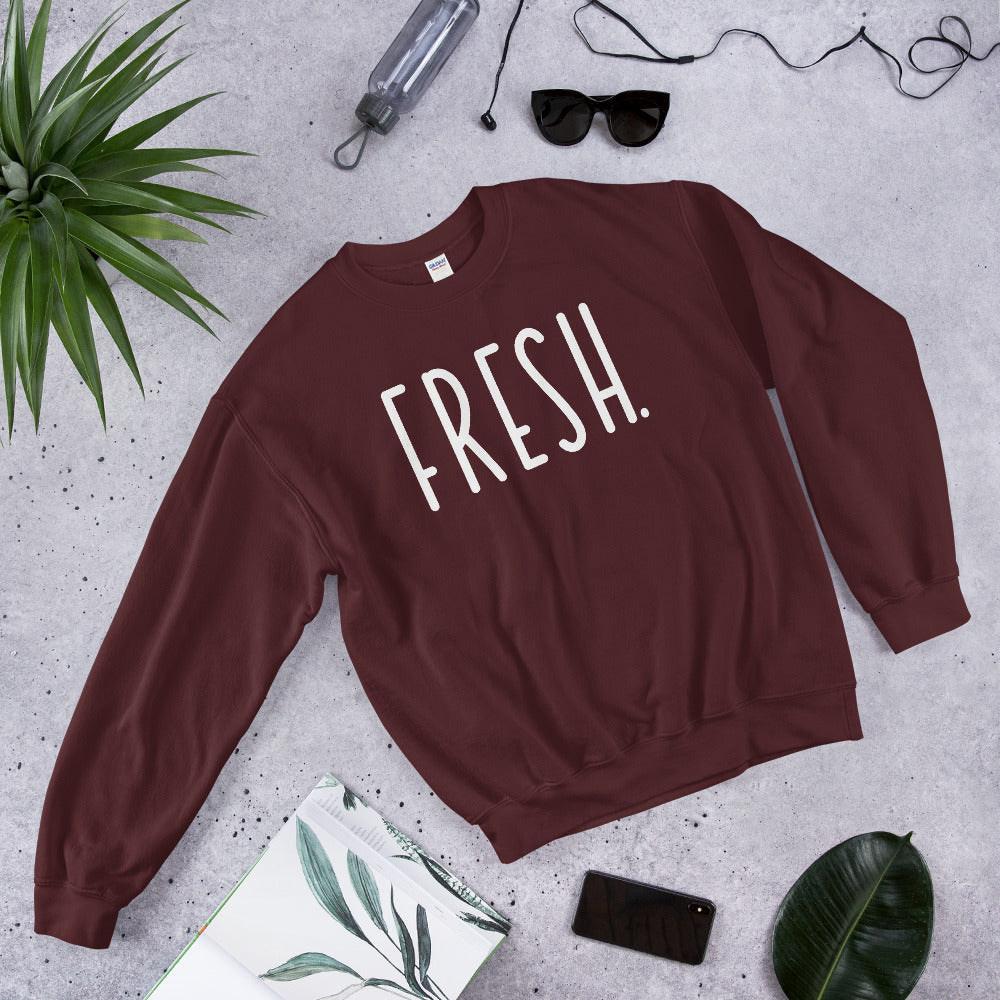Fresh Sweatshirt | Single Word "Fresh" Pullover Crewneck For Women