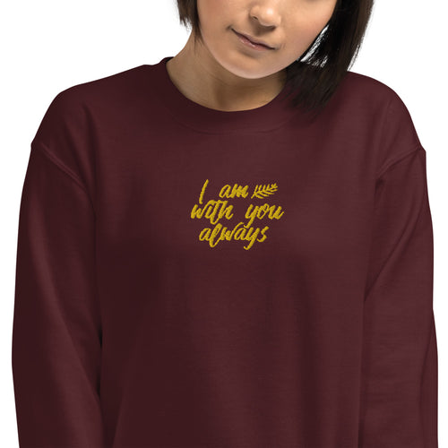 I Am With You Always Embroidered Pullover Crewneck for Women