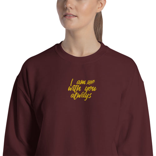 I Am With You Always Embroidered Pullover Crewneck for Women