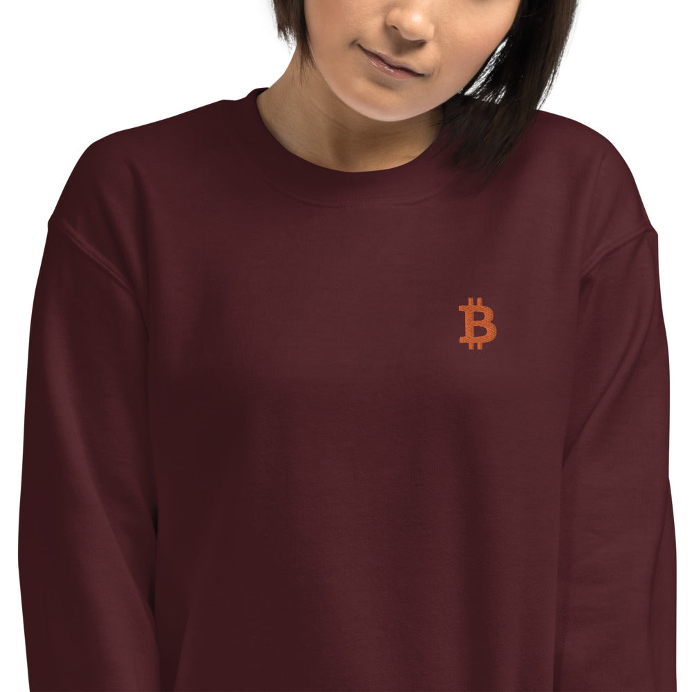 Bitcoin Sweatshirt Embroidered BitCoin Symbol Pullover Crewneck for Women