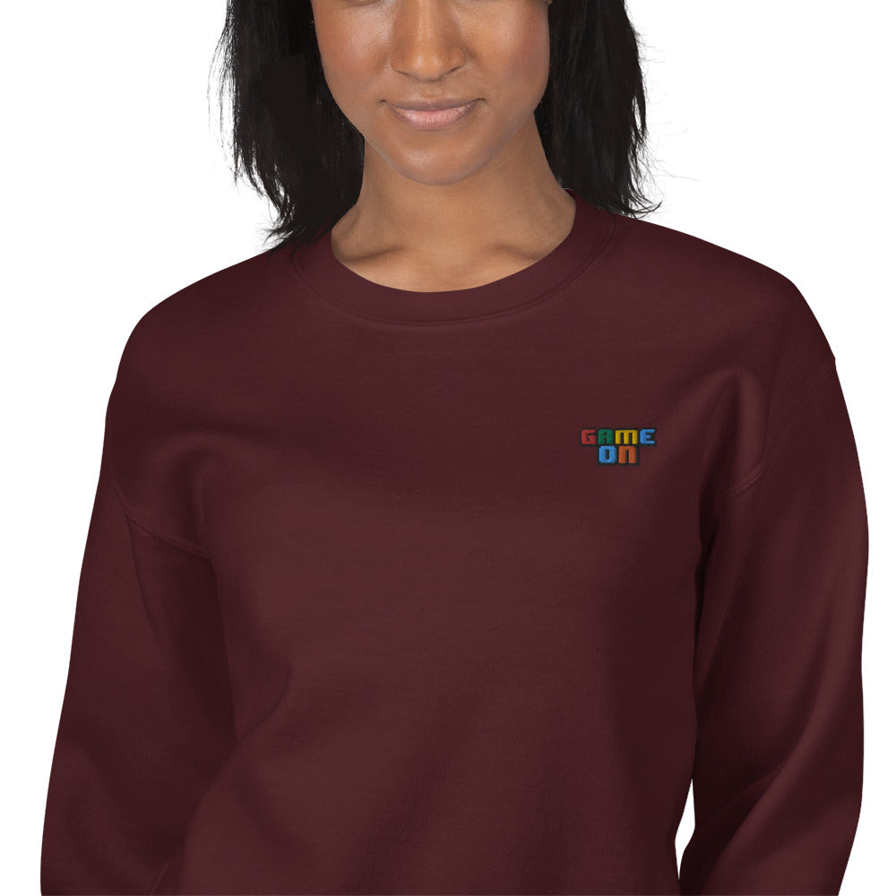 Embroidered Game On Pullover CRewneck Sweatshirt for Gamers