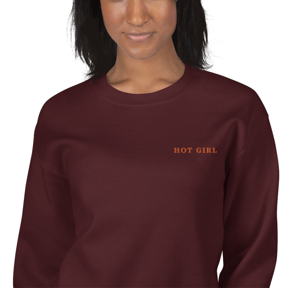 Hot Girl Sweatshirt | Embroidered Hot Girl Pullover Crewneck