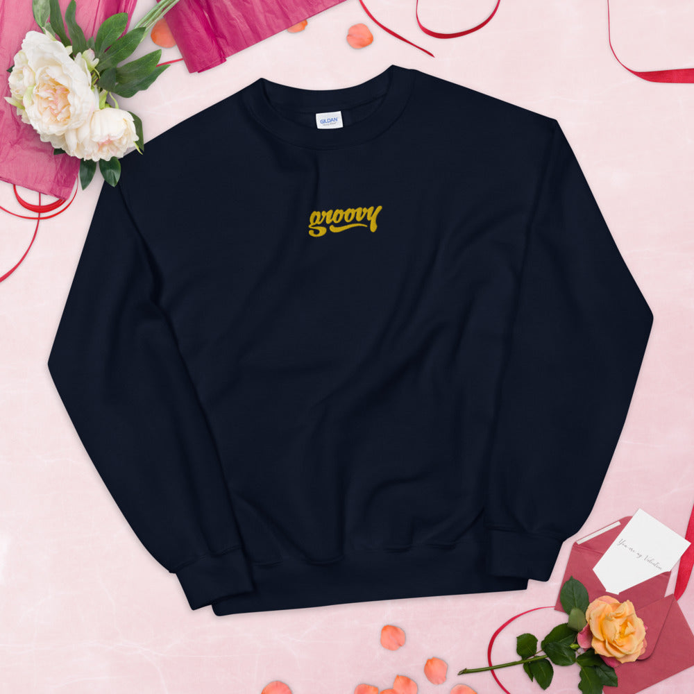 Groovy Sweatshirt Embroidered Fashionable and Amazing Pullover Crewneck