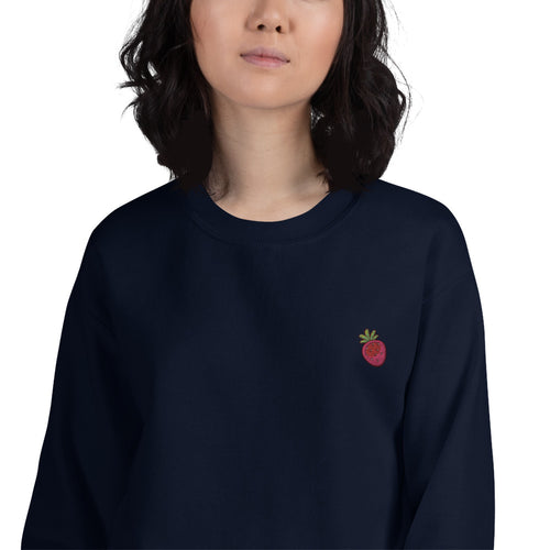 Strawberry Bite Embroidered Pullover Crewneck Sweatshirt