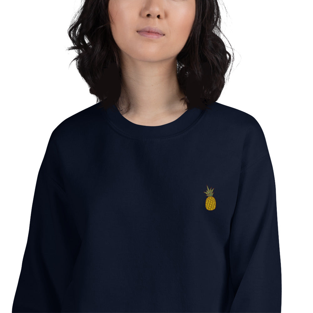 Pineapple Embroidered Pullover Crewneck Sweatshirt