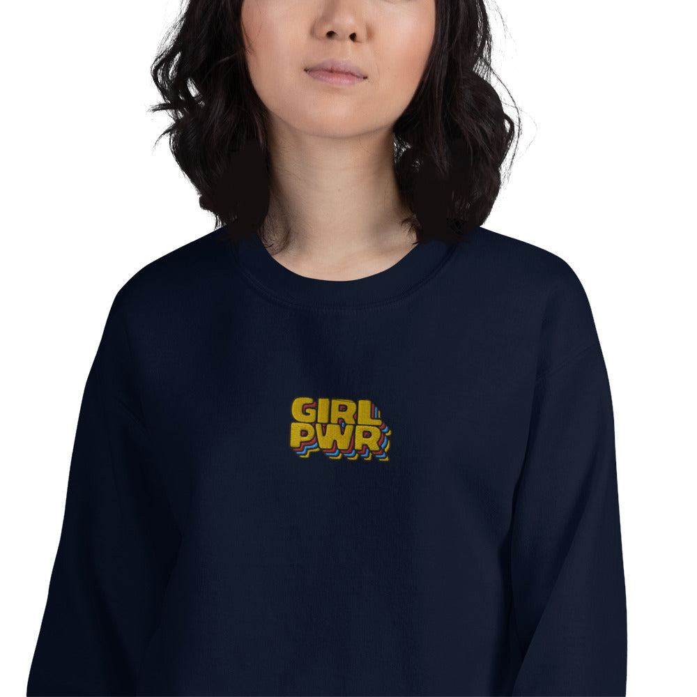 Girl PWR Sweatshirt Embroidered Encouraging Girl Power Pullover Crewneck
