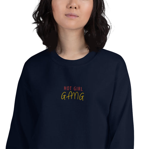 Hot Girl Gang Sweatshirt | Embroidered Girl Gang Pullover Crewneck