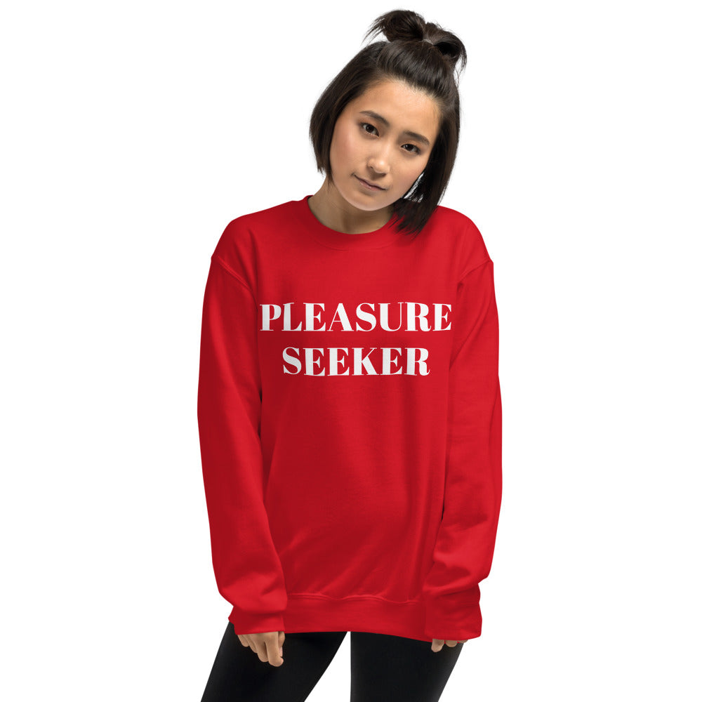 Pleasure Seeker Sweatshirt | Red Crew Neck Pleasure Seeker Pullover for Women