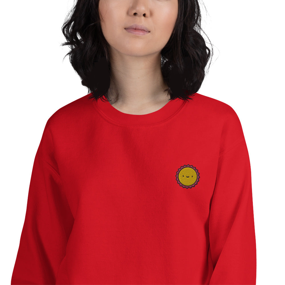 Kawaii Sun Embroidered Pullover Crewneck Sweatshirt