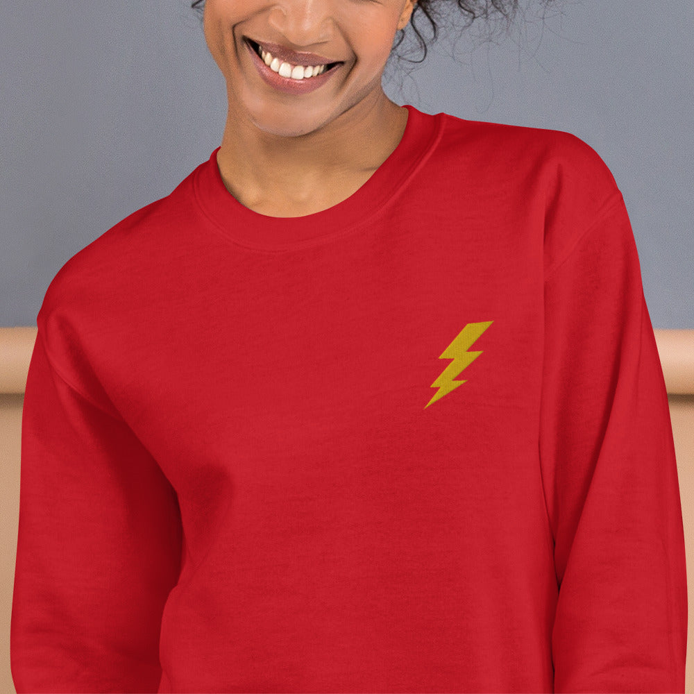 Lightning Bolt Sweatshirt Embroidered Lightning Sign Pullover Crewneck
