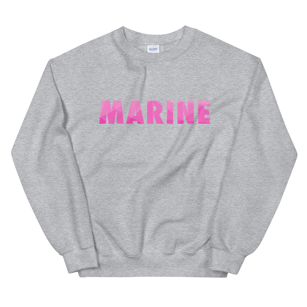 Marine Sweatshirt | Cute Pink One Word Crew Neck for Women