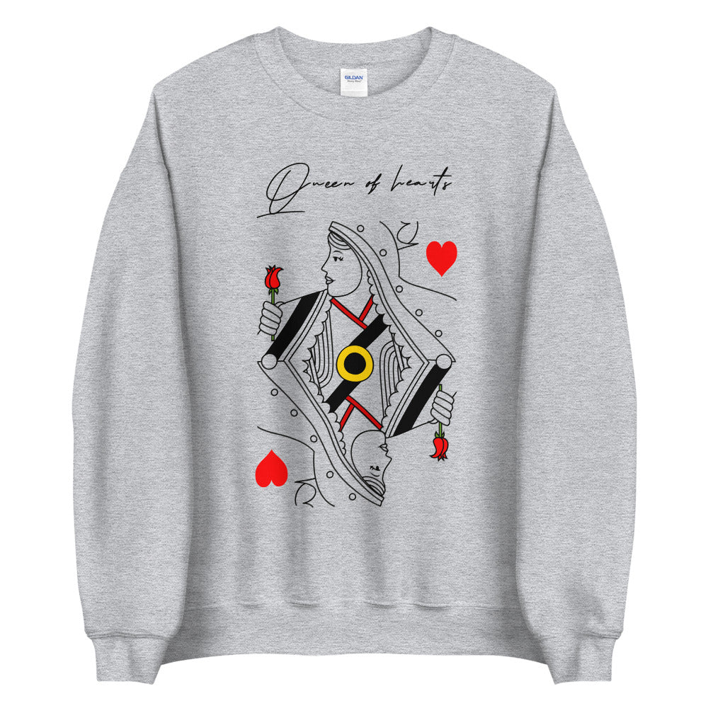 Queen of Hearts Pullover Crewneck Sweatshirt for Women