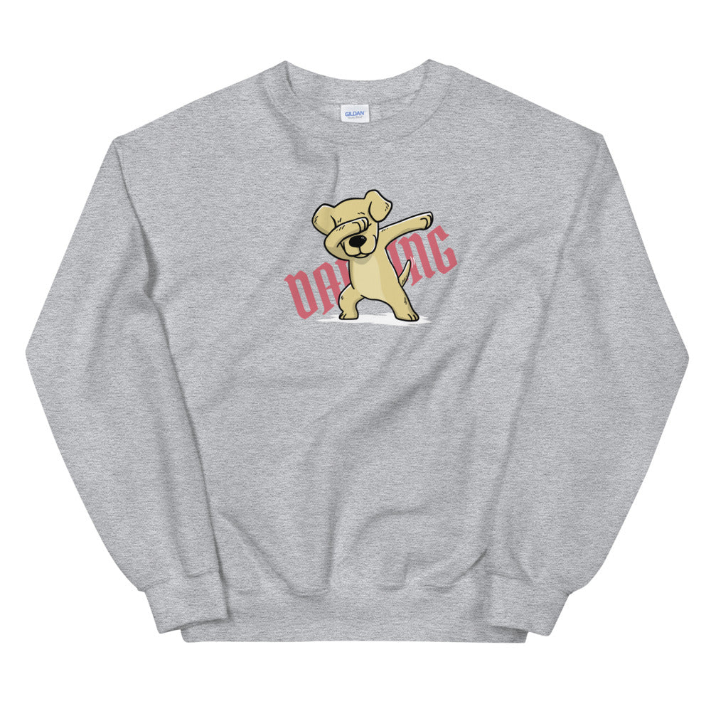 Dabbing Dog Pullover Crewneck Sweatshirt for Women