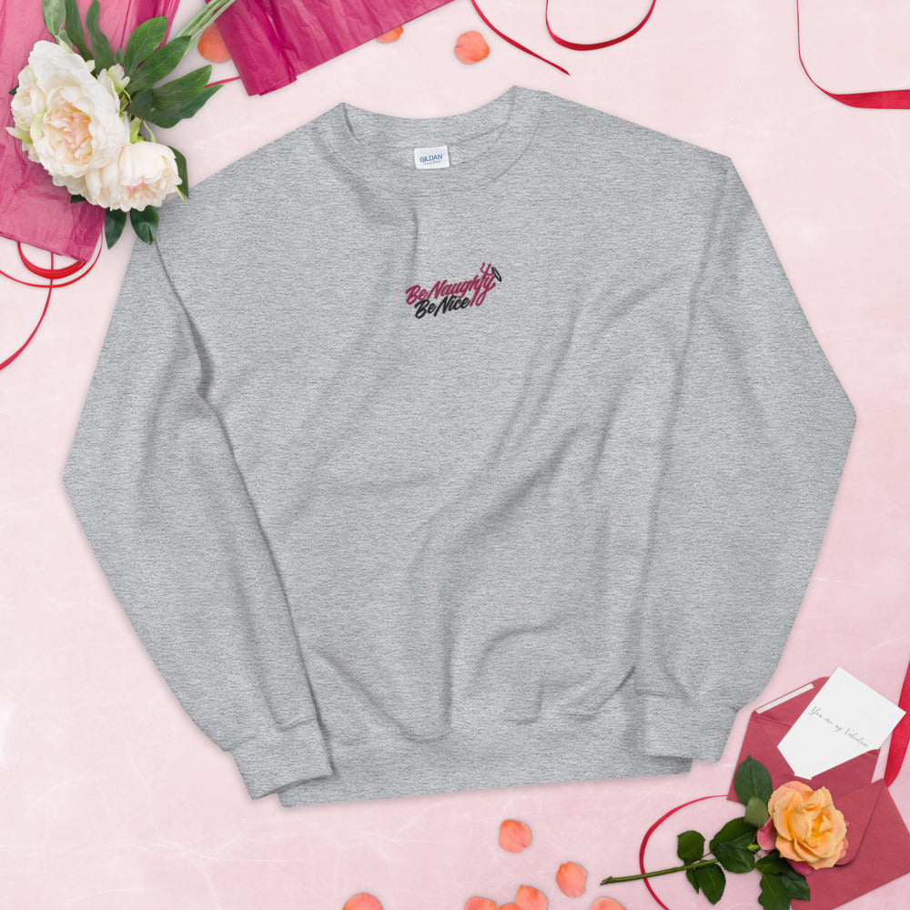 Be Naughty Be Nice Sweatshirt Embroidered Pullover Crewneck