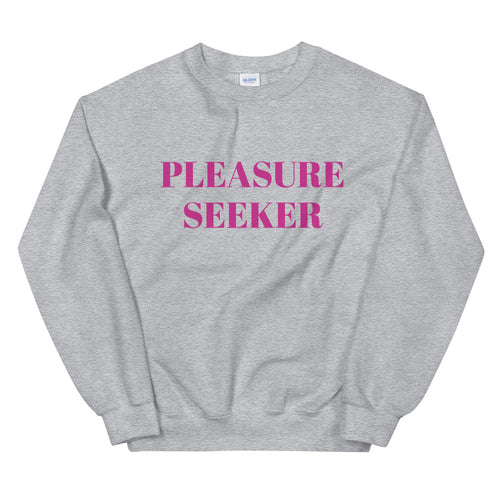 Grey Pleasure Seeker Pullover Crew Neck Sweatshirt for Women