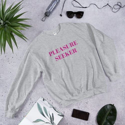 Grey Pleasure Seeker Pullover Crew Neck Sweatshirt for Women