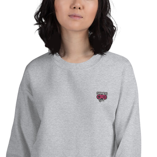 Gamer Girl Custom Embroidered Pullover Crewneck Sweatshirt