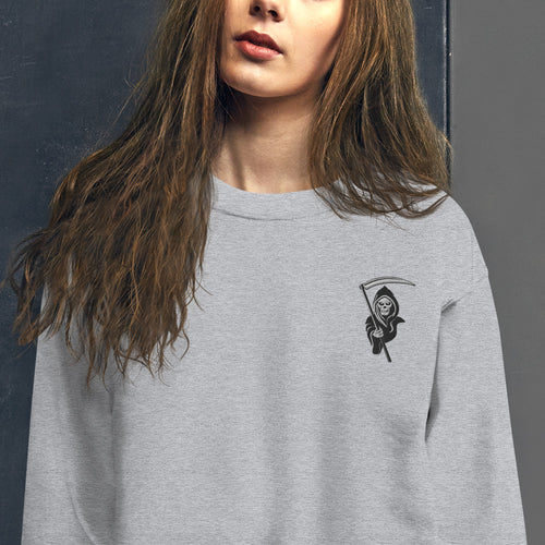 Death Sweatshirt Embroidered Pullover Crewneck for Women