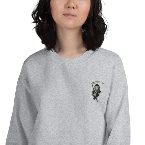 Death Sweatshirt Embroidered Pullover Crewneck for Women