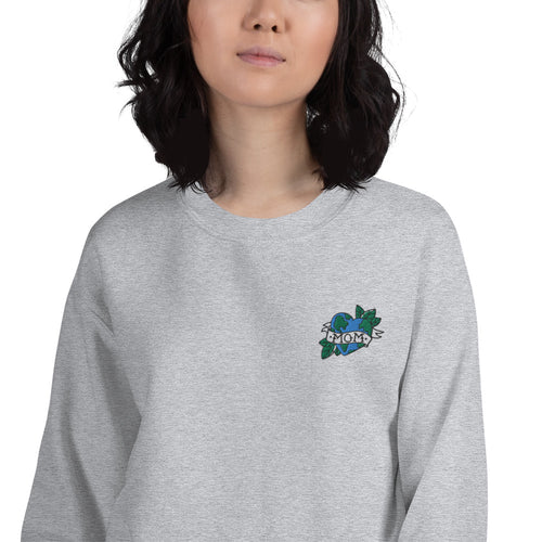 Mother Nature Love Embroidered Mom Crewneck Sweatshirt
