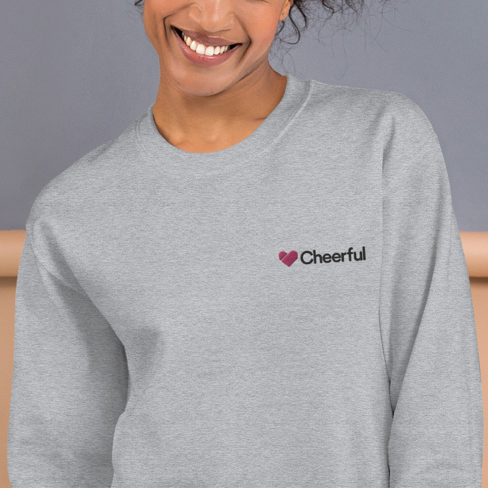 A Cheerful Heart Sweatshirt Embroidered Happy and Optimistic Crewneck