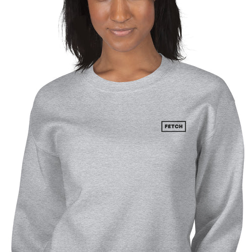 Fetch Embroidered One Word Pullover Crewneck Sweatshirt