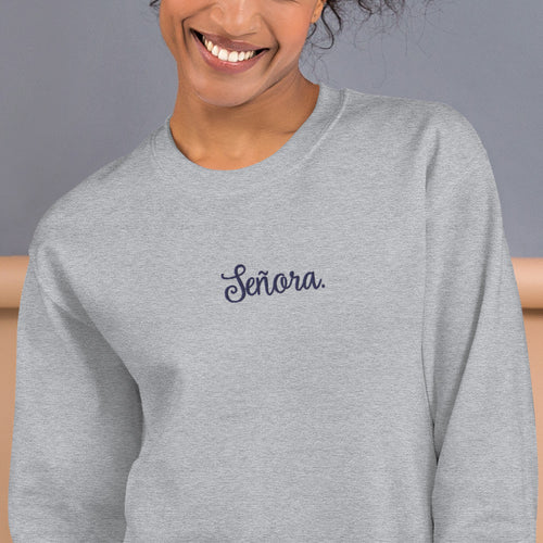 Senora Sweatshirt Embroidered Single Word Ms Title Pullover Crewneck Women